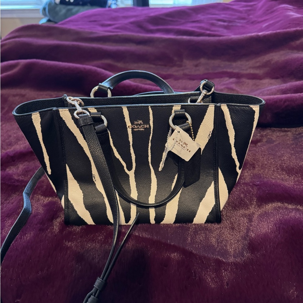 Coach Zebra Stripe Satchel in Black and White